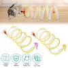 P2Pcs Foldable Cat Tunnel with Bell Feather Mouse Toys Collapsible Indoor Cat Spring Tube with Interactive Toy for Kittens Cats