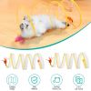 P2Pcs Foldable Cat Tunnel with Bell Feather Mouse Toys Collapsible Indoor Cat Spring Tube with Interactive Toy for Kittens Cats