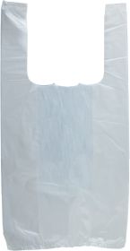 White Plain Plastic Bags with Handles 18 x 8 x 28, Pack of 500 Polyethylene Plastic Bags for Small Business