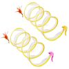P2Pcs Foldable Cat Tunnel with Bell Feather Mouse Toys Collapsible Indoor Cat Spring Tube with Interactive Toy for Kittens Cats