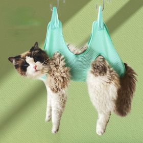 Cat Grooming Hammock Cat Grooming nail cutting anti scratch bite fixed bag bath Trimming Restraint Bag Pet dog groominghammock hanging Pet Suppli (Color: Green Send, size: 20-30KG)