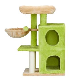 3-inch Yellow-green Speaker-shaped Double-layer Cat House  Hammock Cat Bed (Color: Green)