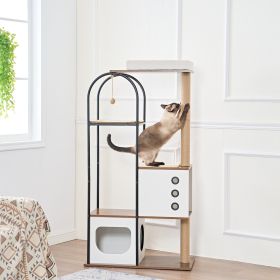 Cat Climbing Frame,Cat Tree,Modern Cat Tower, Multi-Level Cat Condo With 1 Caves,2 Scratching Posts,Perch,for Indoor Cats (Option: 1021X)